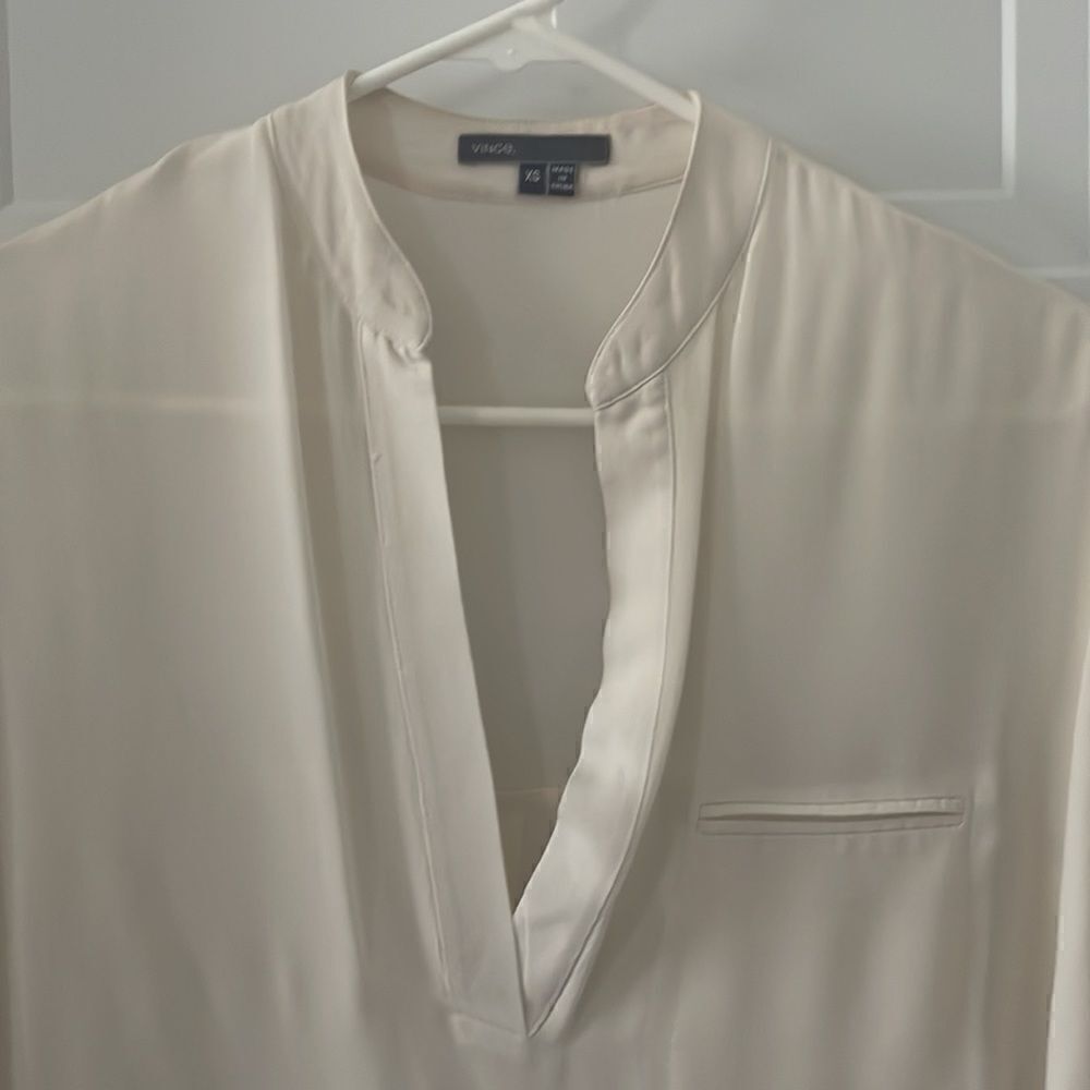 Vince Ivory Silk Split Front Blouse - Picture 2 of 5